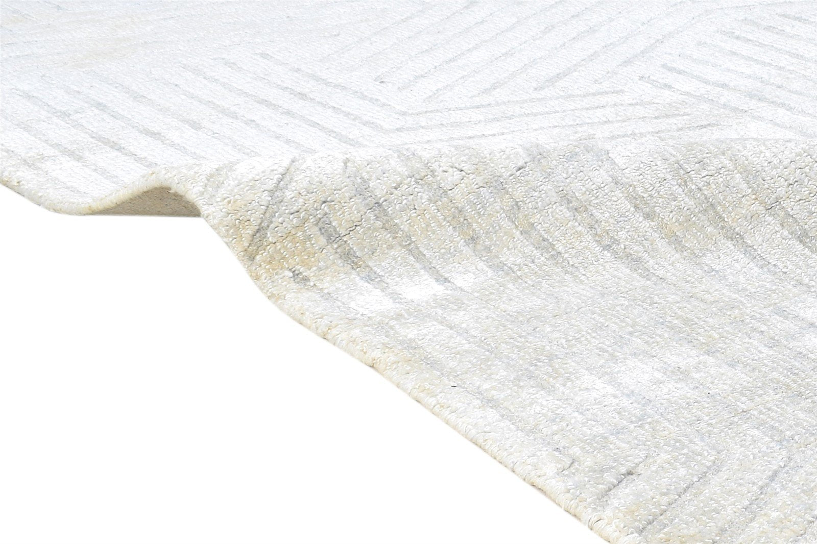 Silk Silver Rug 5X8 Modern Hand Knotted Scandinavian Geometric Room Size Carpet 7864439570581