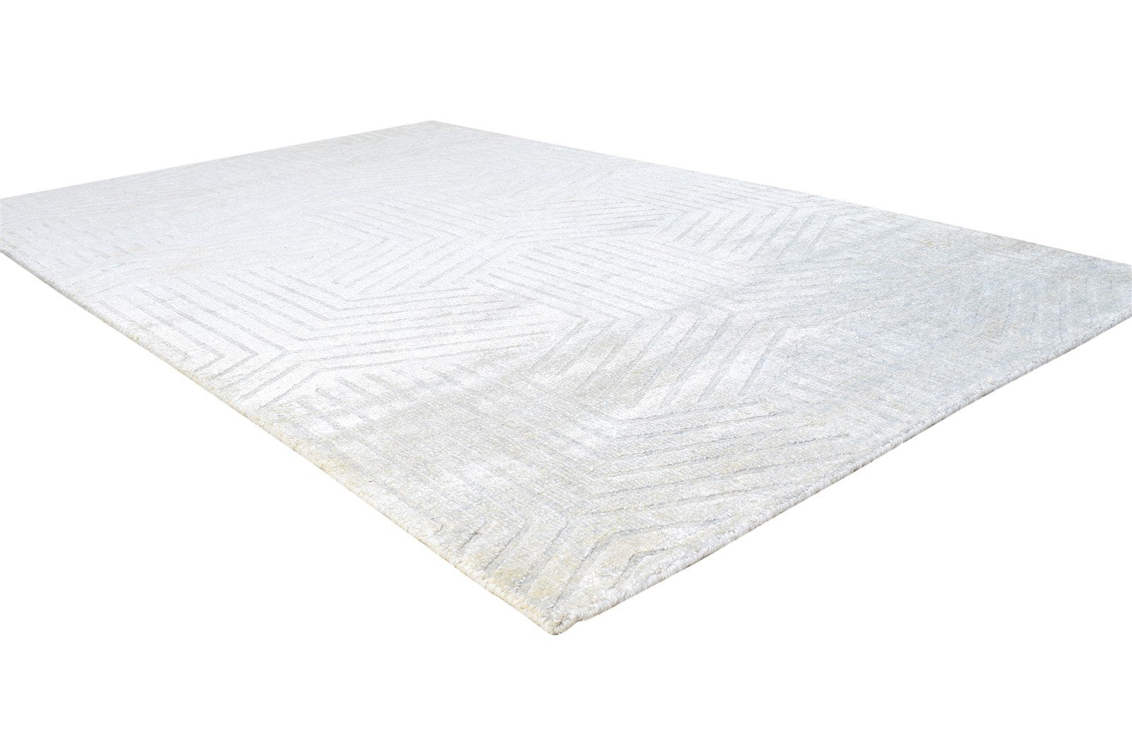 Silk Silver Rug 5X8 Modern Hand Knotted Scandinavian Geometric Room Size Carpet 7864439570581