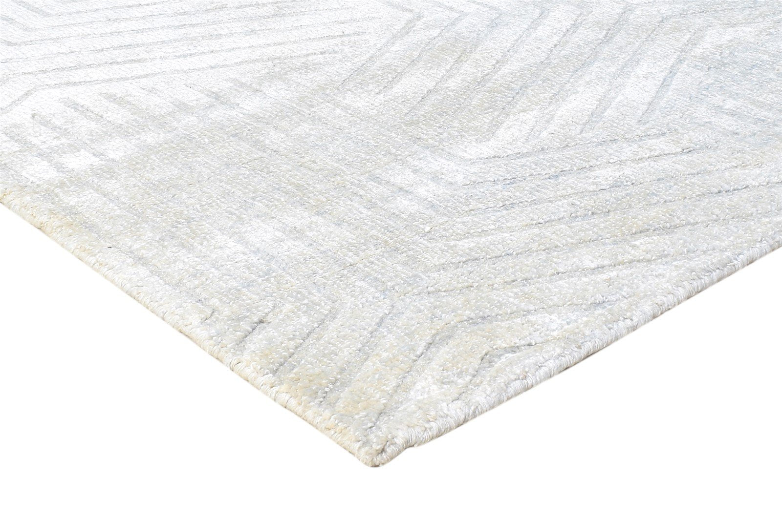 Silk Silver Rug 5X8 Modern Hand Knotted Scandinavian Geometric Room Size Carpet 7864439570581