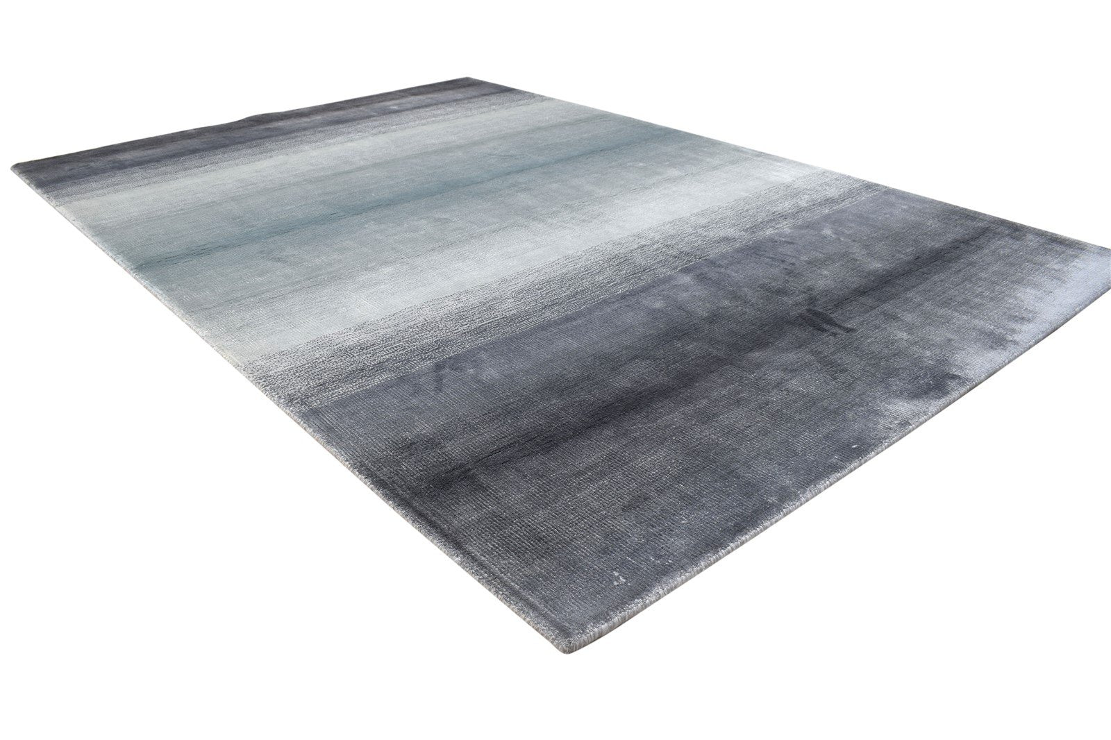 Sandy Silver Silk Rug 5' X 6' Modern Handloom Scandinavian Ombre 7864153833621