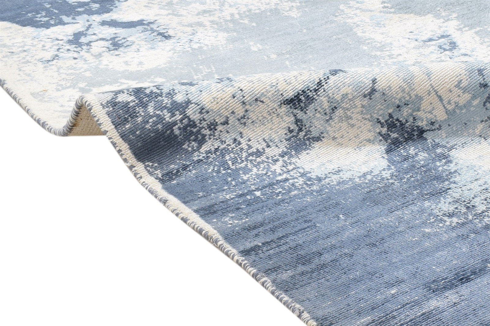 Griselda Silver Silk Rug 5' X 7' Modern Hand Woven Indian Abstract 7864312332437