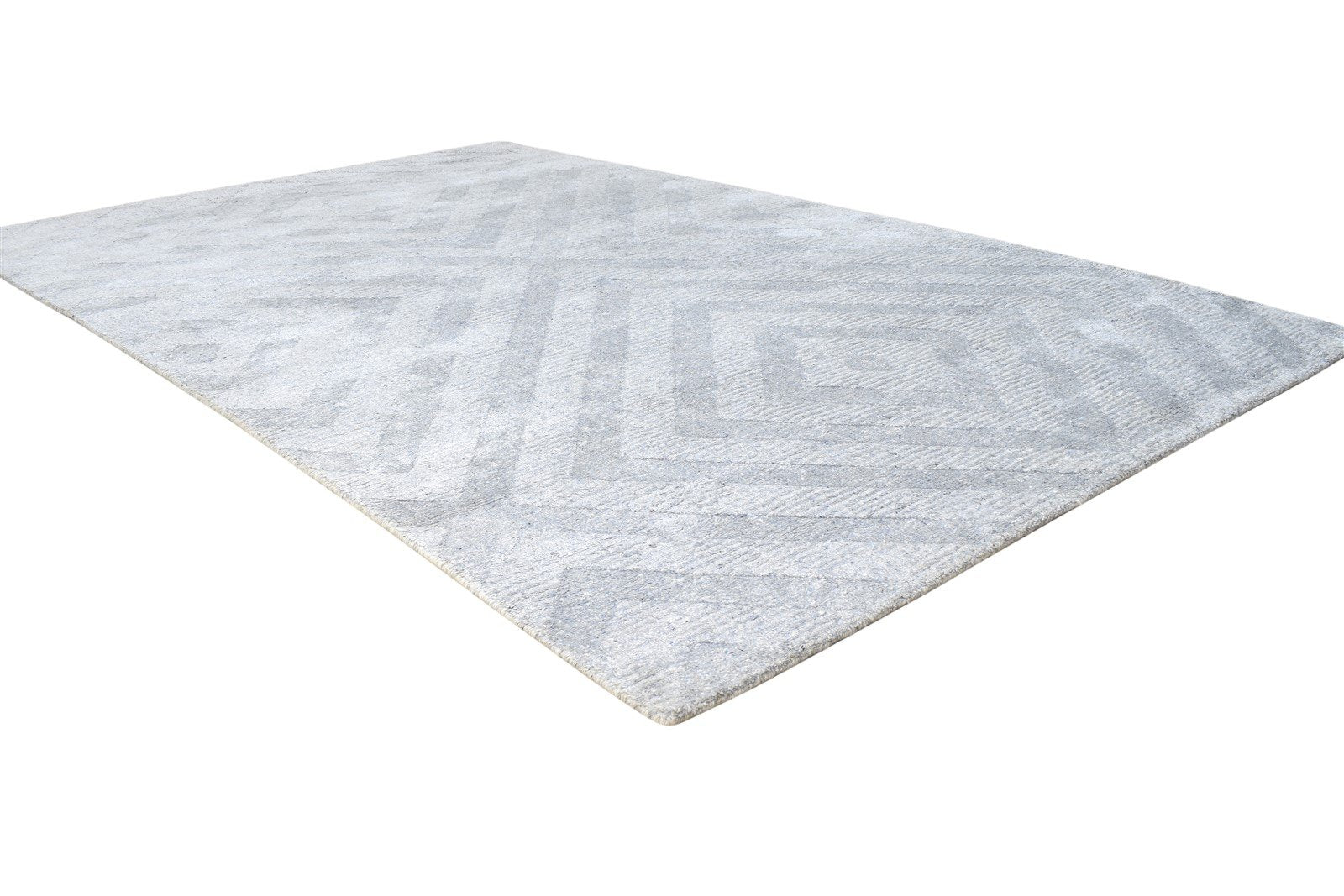 Silver Silk Rug 5' X 8' Modern Handloom Scandinavian Diamond Room Size Carpet 7864441864341