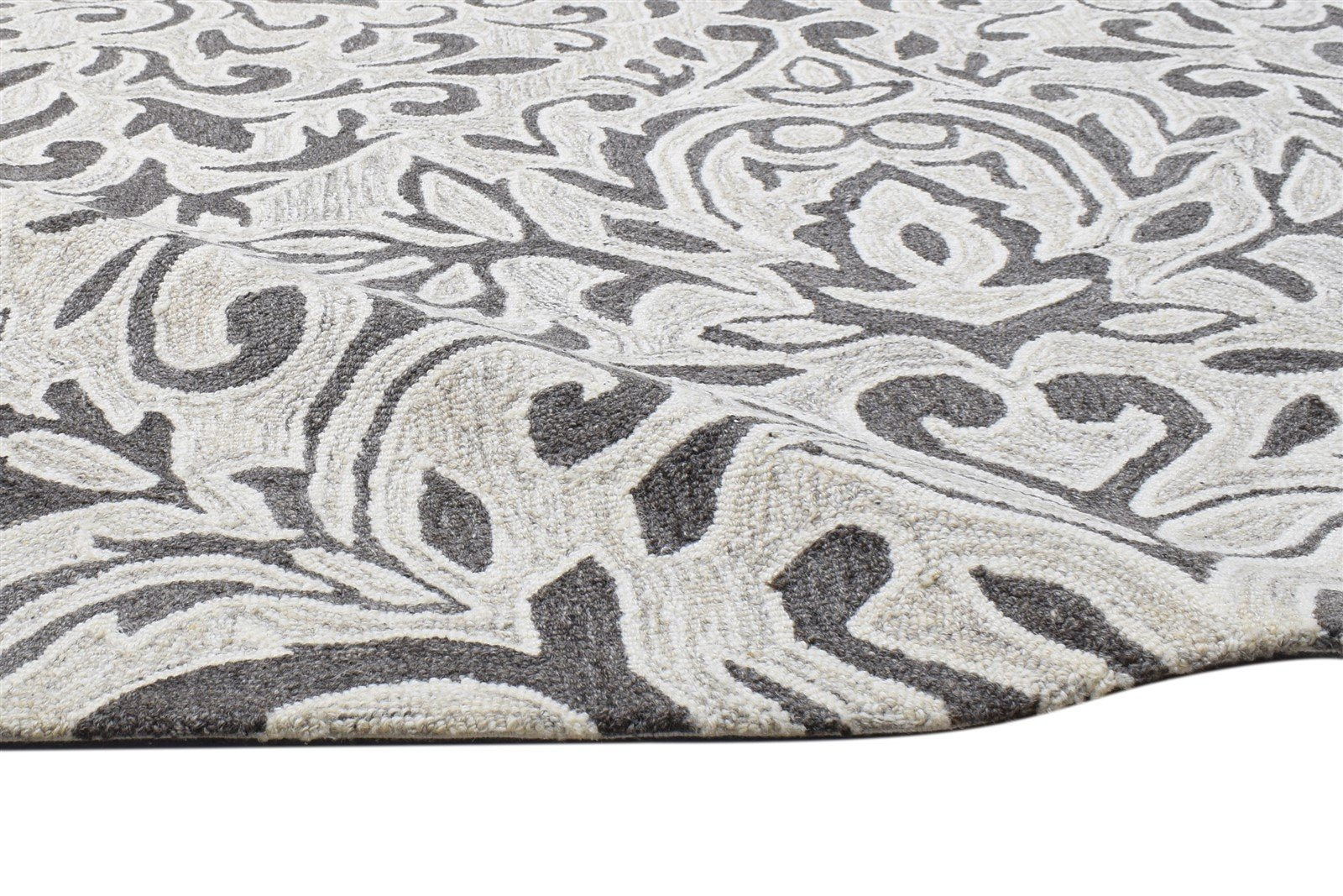 Silver Wool Rug 5' X 8' Modern Hand Tufted French Floral Room Size Carpet 7864149016725