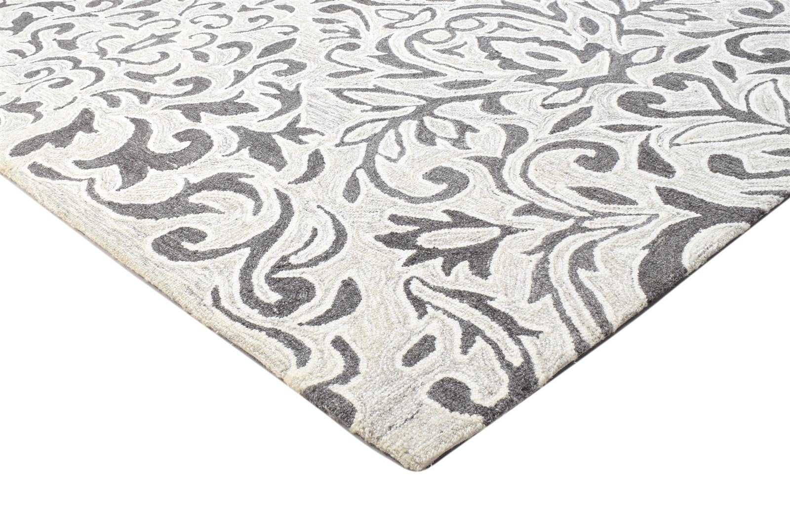 Silver Wool Rug 5' X 8' Modern Hand Tufted French Floral Room Size Carpet 7864149016725