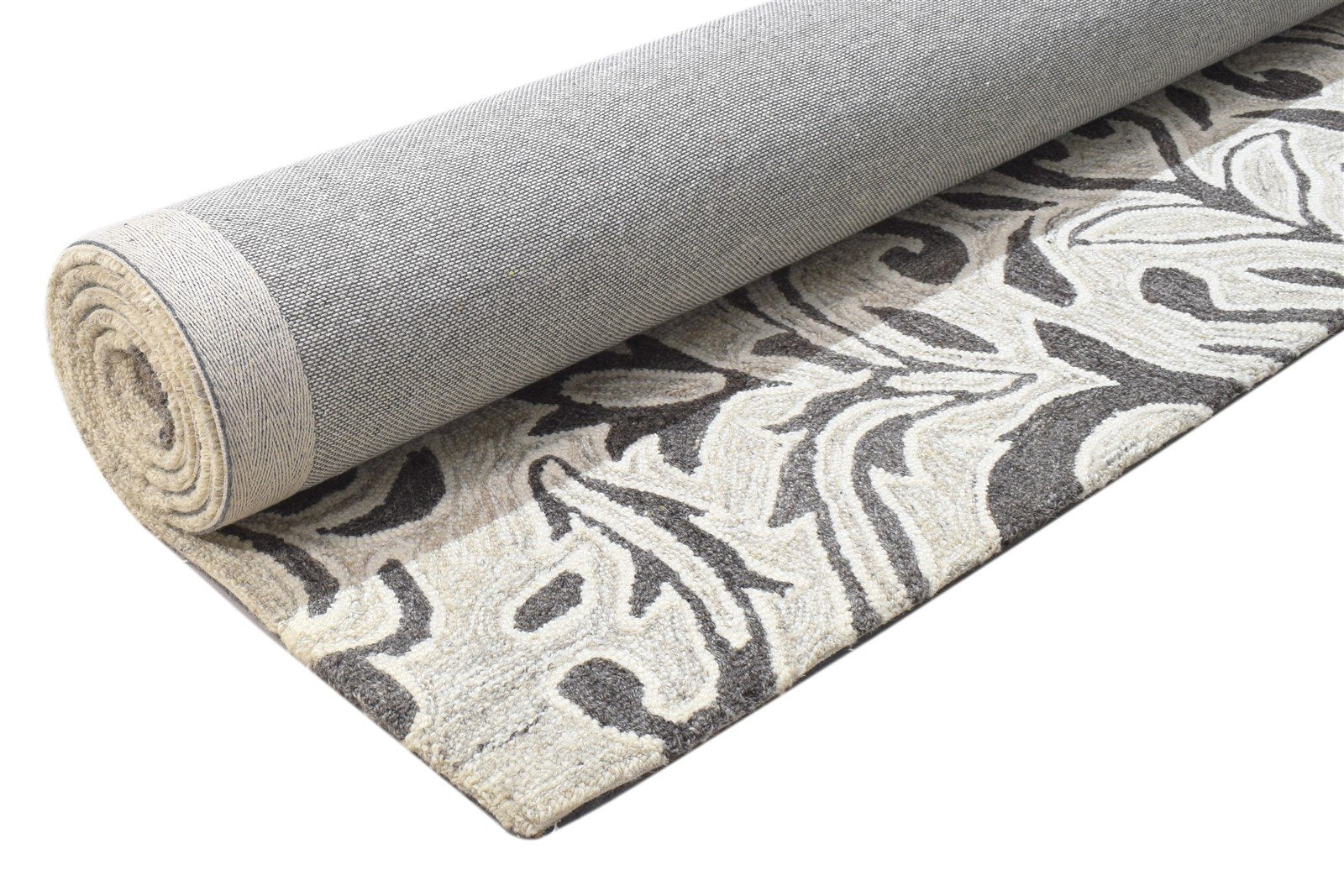 Silver Wool Rug 5' X 8' Modern Hand Tufted French Floral Room Size Carpet 7864149016725