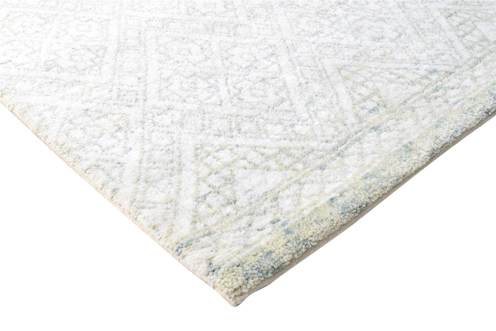 Silver Wool / Silk Rug 9X12 Modern Hand Woven Moroccan Diamond Extra Large 7864940986517