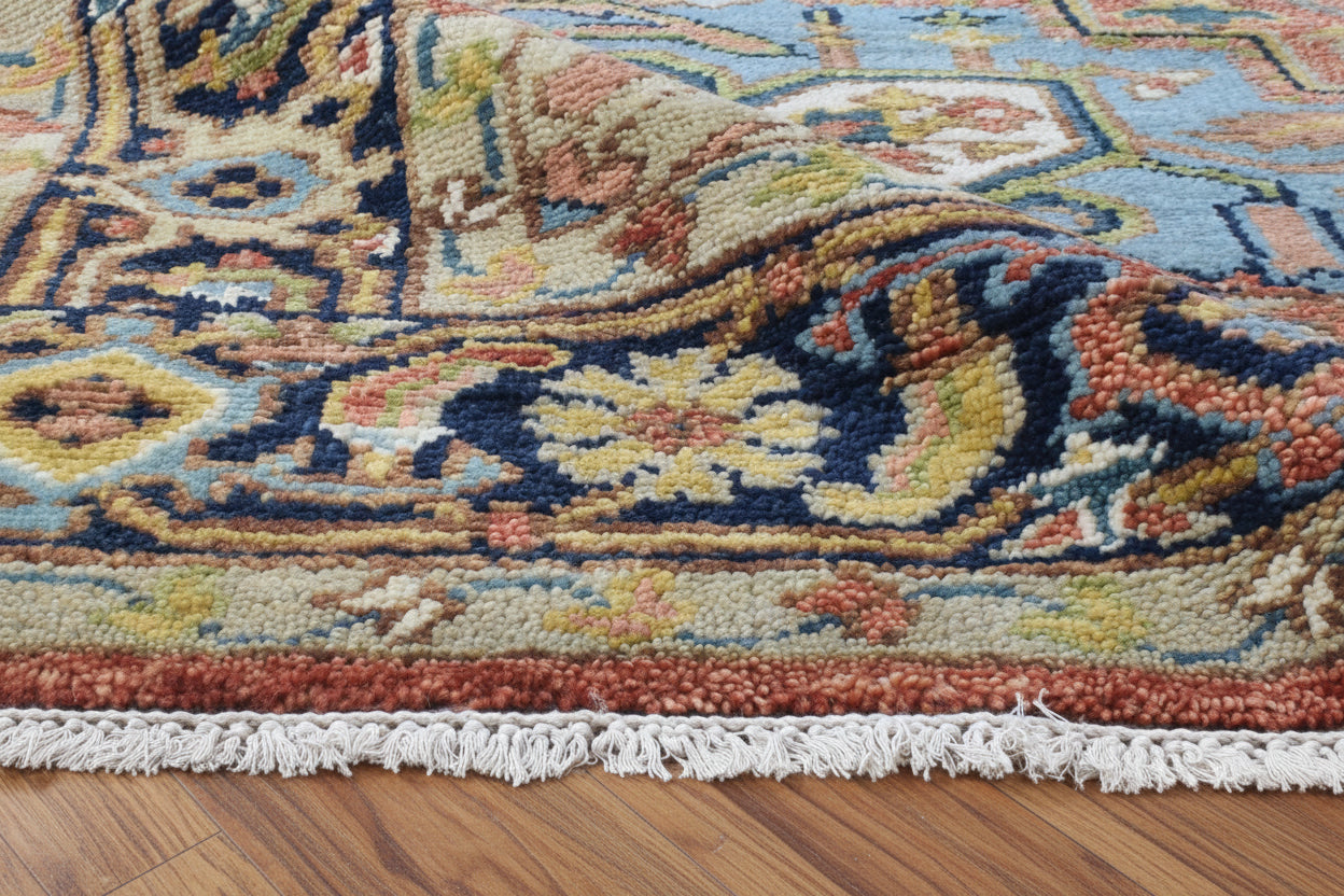 Sina Hand-Knotted Wool Rug Heriz Red Area Rug Persian 9234297553045