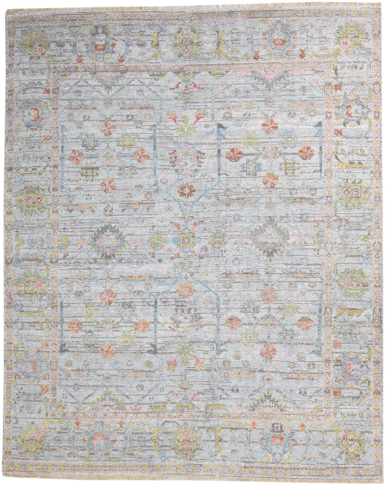 Sofi Wool Gray Hand-Knotted Oushak Persian Rug 8881898324117