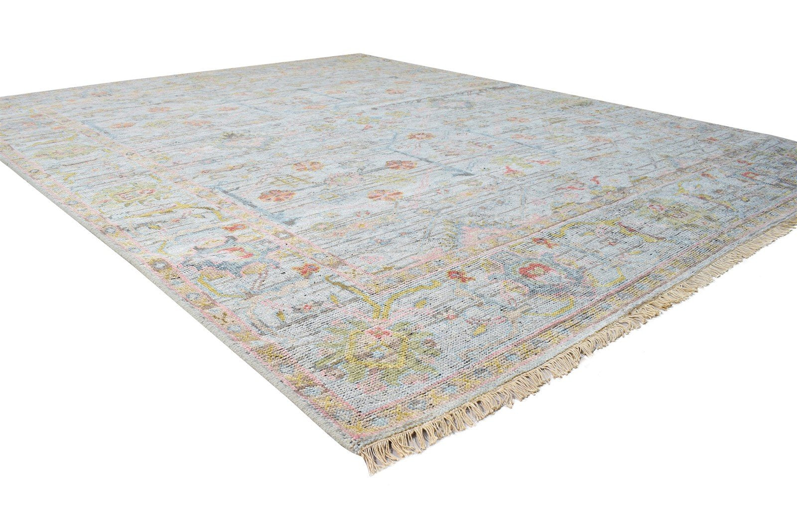 Sofi Wool Gray Hand-Knotted Oushak Persian Rug 8881898324117