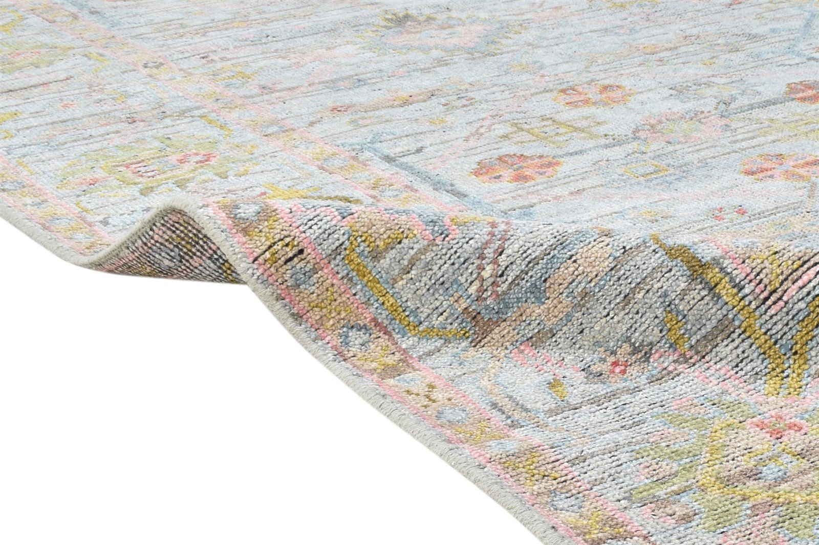 Sofi Wool Gray Hand-Knotted Oushak Persian Rug 8881898324117