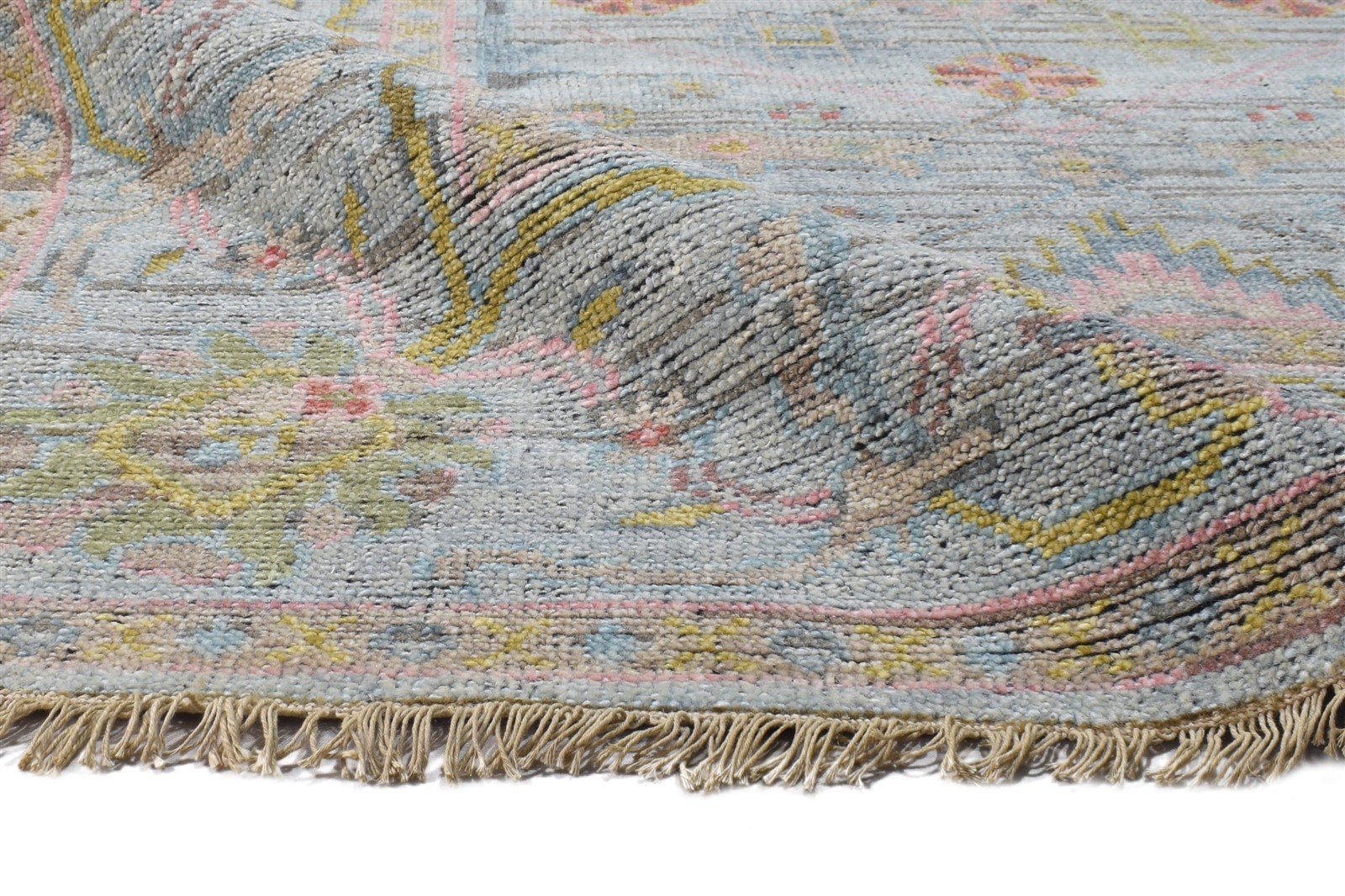Sofi Wool Gray Hand-Knotted Oushak Persian Rug 8881898324117