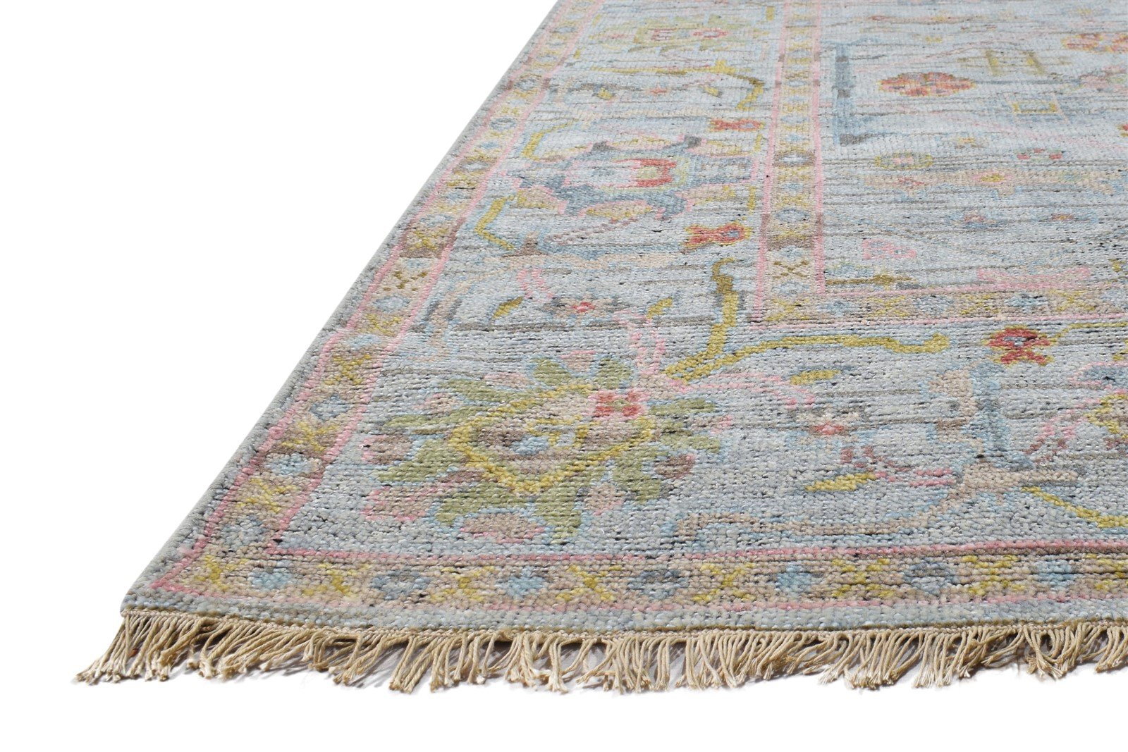 Sofi Wool Gray Hand-Knotted Oushak Persian Rug 8881898324117