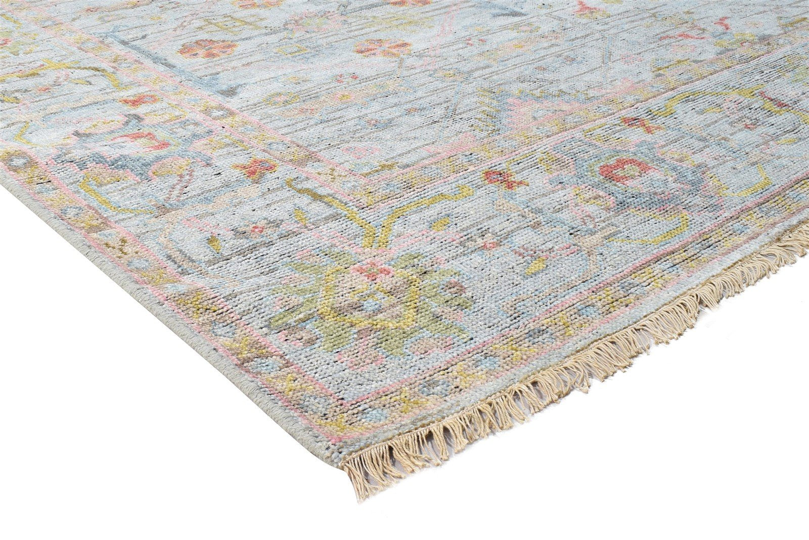 Sofi Wool Gray Hand-Knotted Oushak Persian Rug 8881898324117