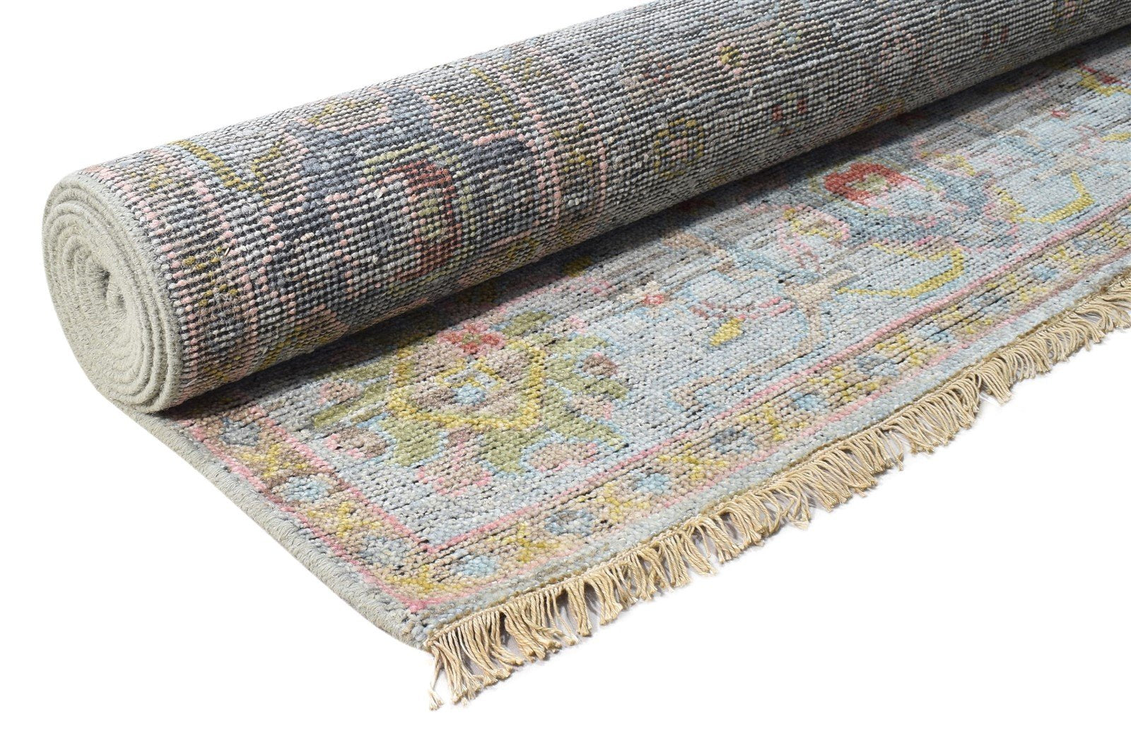 Sofi Wool Gray Hand-Knotted Oushak Persian Rug 8881898324117