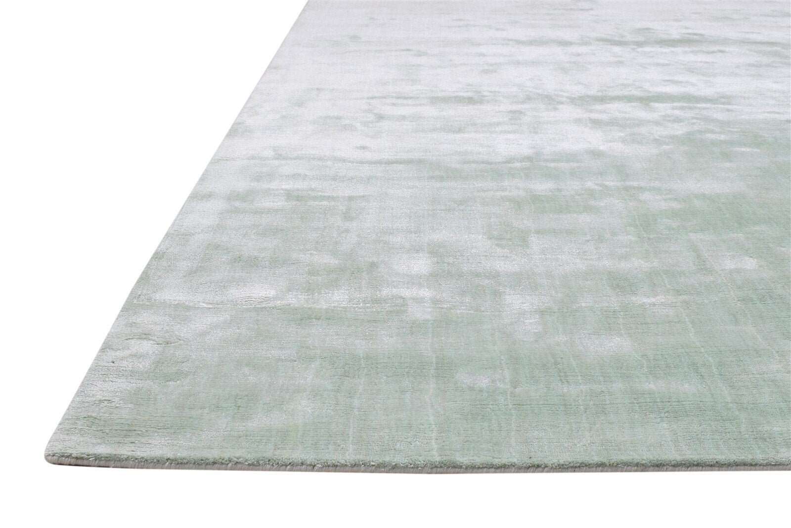 Solid Silk Like Rug Green Aqua Area Rug Handmade 8733155098773