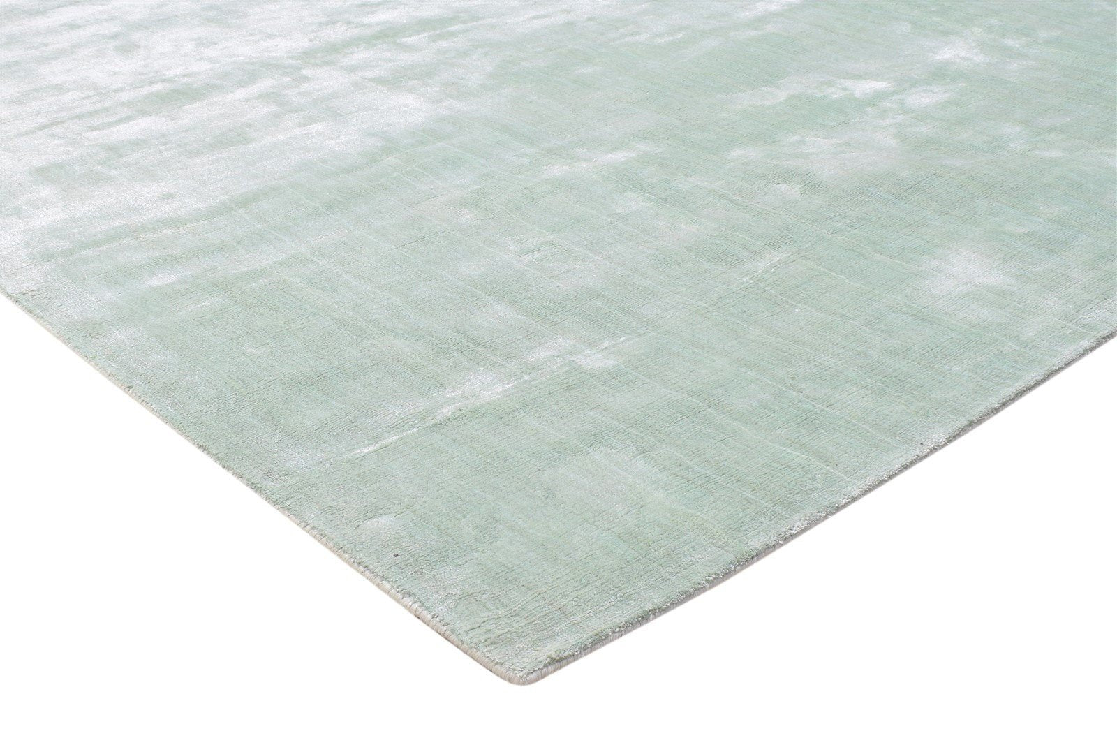 Solid Silk Like Rug Green Aqua Area Rug Handmade 8733155098773