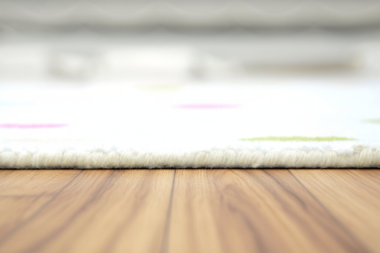 Sprinkles Polka Dot Border Handmade Sky Blue Kid's Rug - Modern Scandinavian Nursery Rug 9081820905621