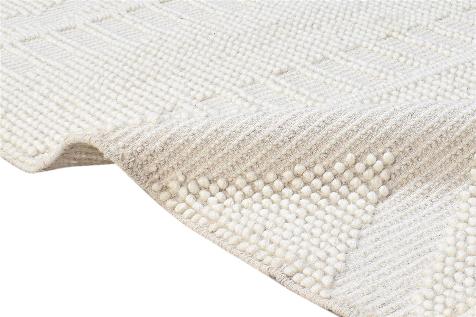 Stacey Cream Wool Rug 5' X 8' Modern Hand Woven Scandinavian Nordic   7865074286741
