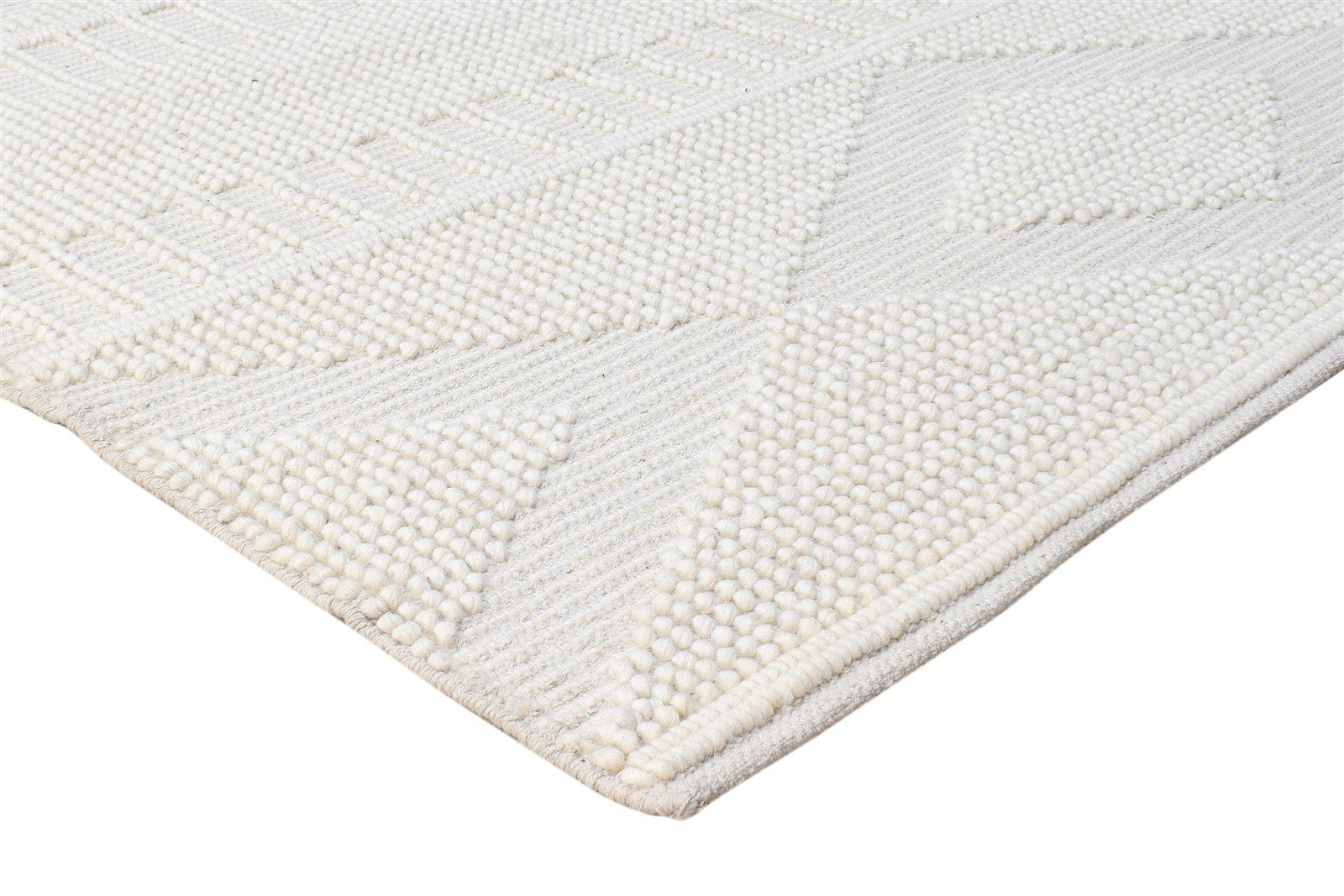 Stacey Cream Wool Rug 5' X 8' Modern Hand Woven Scandinavian Nordic   7865074286741