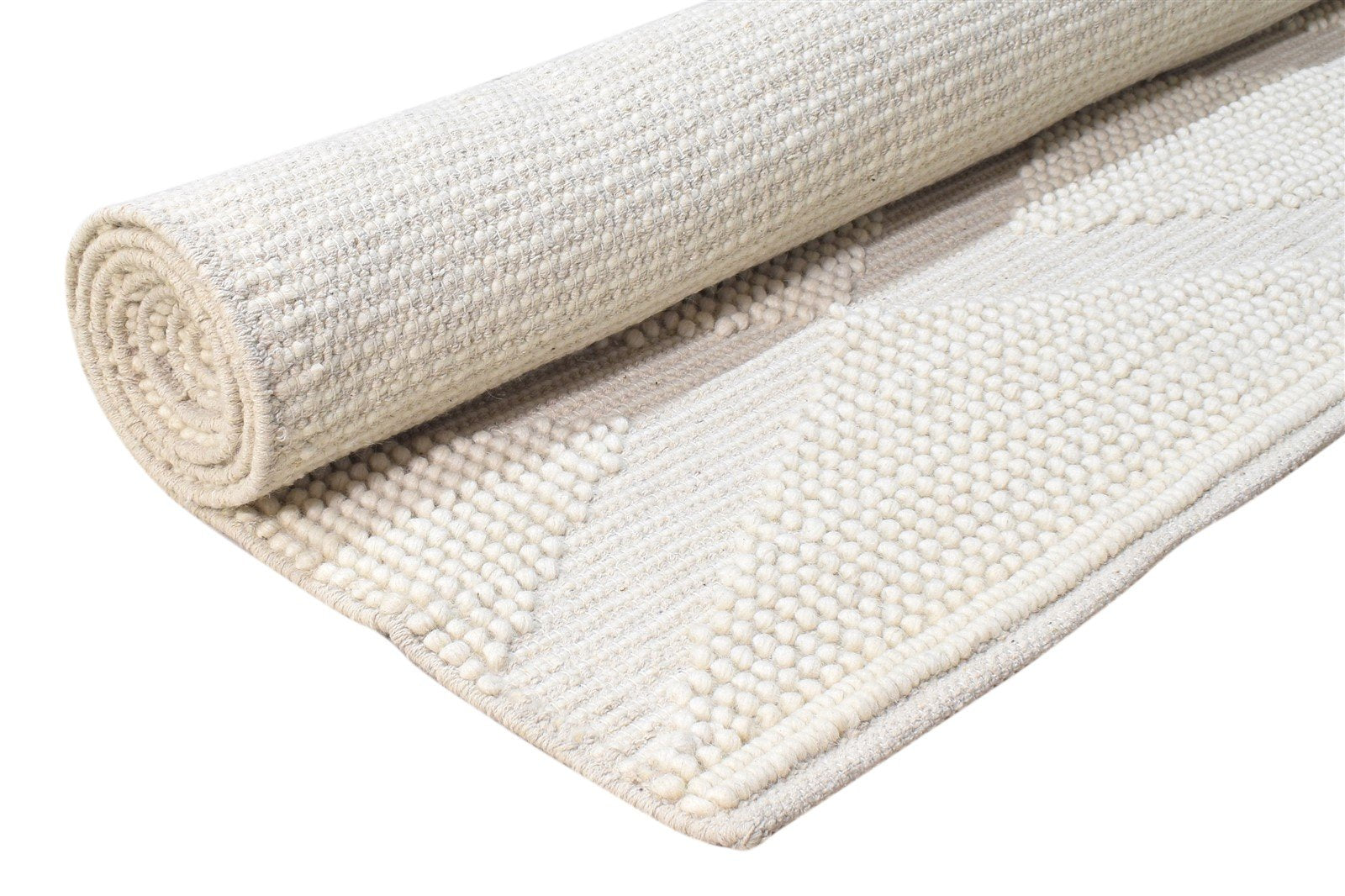 Stacey Cream Wool Rug 5' X 8' Modern Hand Woven Scandinavian Nordic   7865074286741