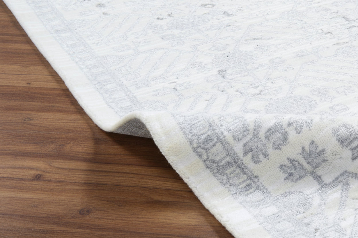 Sterling Hand Loom Knotted Transitional Khotan Persian Style Area Rug – Handmade Slate Blue Rug 9176347607189