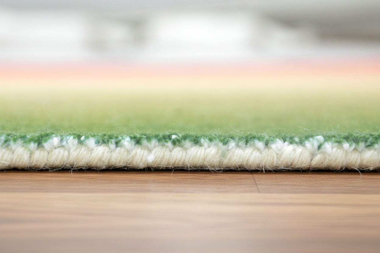 Sunrise Gradient Ombre Stripe Handmade Area Rug – Modern Green to Coral Soft Rug 9122047295637
