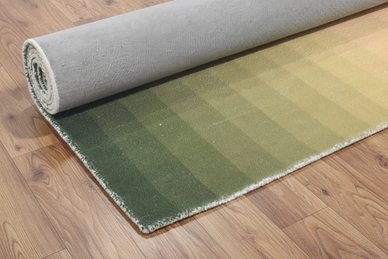 Sunrise Gradient Ombre Stripe Handmade Area Rug – Modern Green to Coral Soft Rug 9122047295637