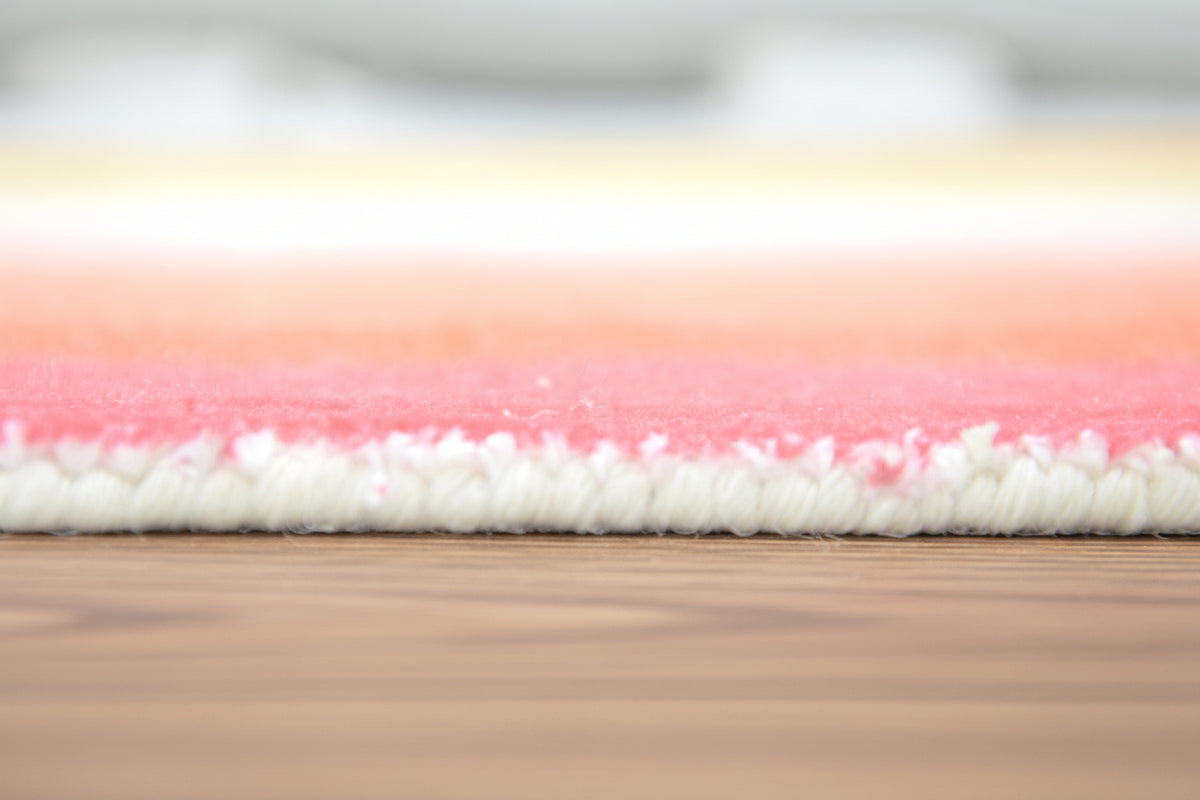 Sunrise Gradient Ombre Stripe Handmade Area Rug – Modern Raspberry Red to Yellow Soft Rug 9122736242837