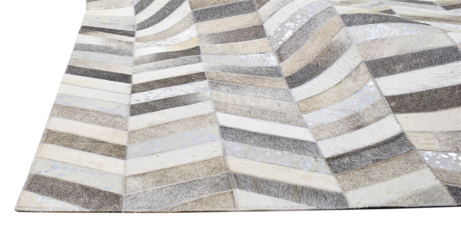 TEirtza Grey Leather Rug 6' X 9' Modern Hand Woven French Chevron 7860682326165