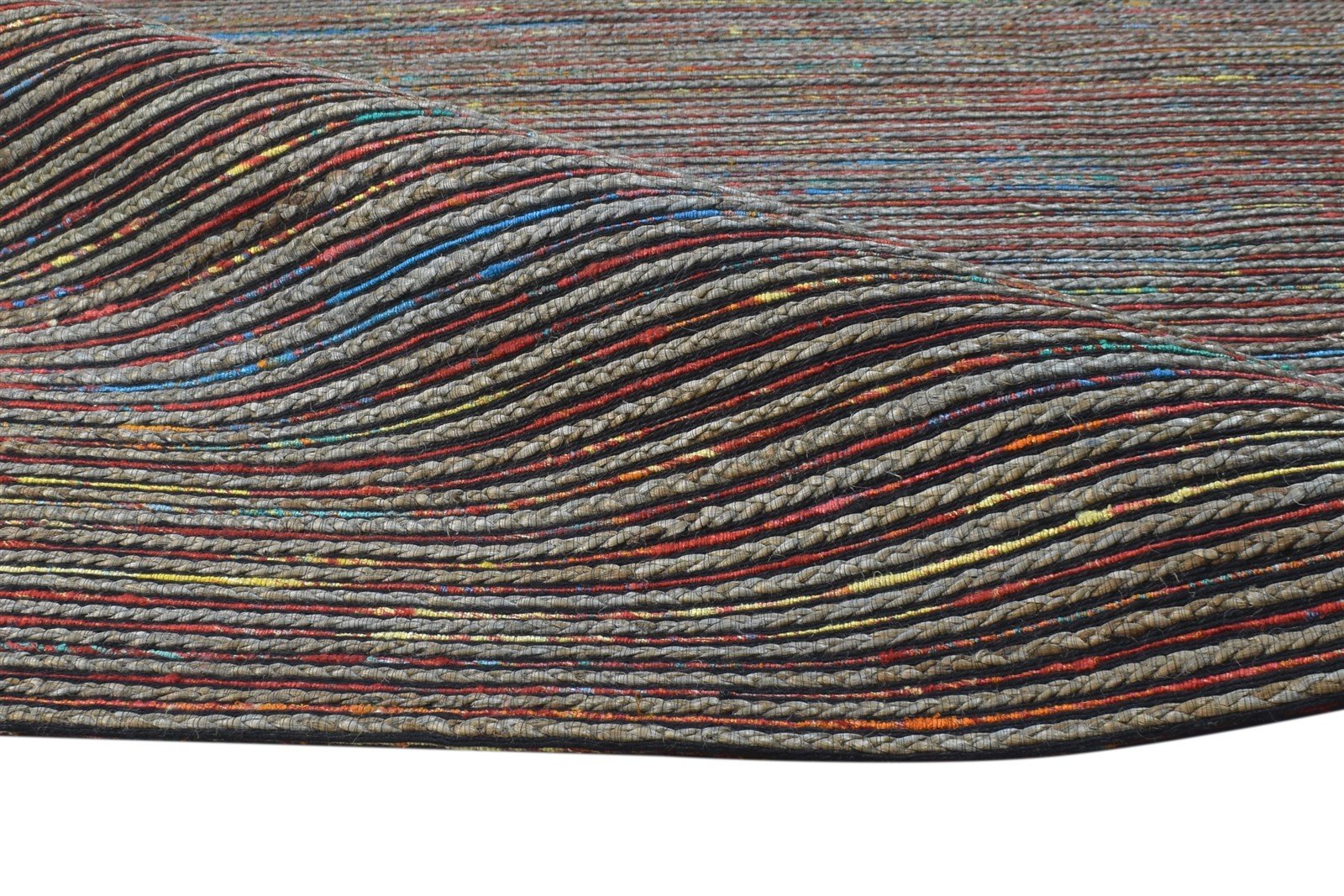 Tallou Jacquard Loom Multi Color Polyester Rug 5X7 Modern Scandinavian Striped   7865007243413