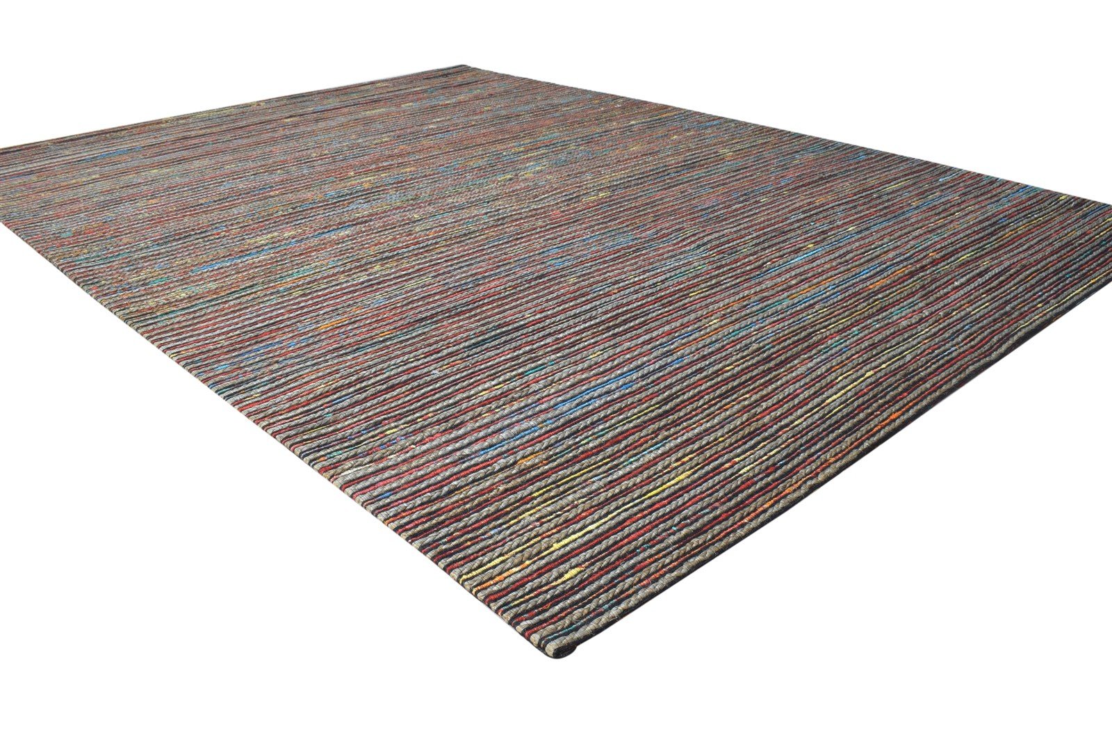 Tallou Jacquard Loom Multi Color Polyester Rug 5X7 Modern Scandinavian Striped   7865007243413