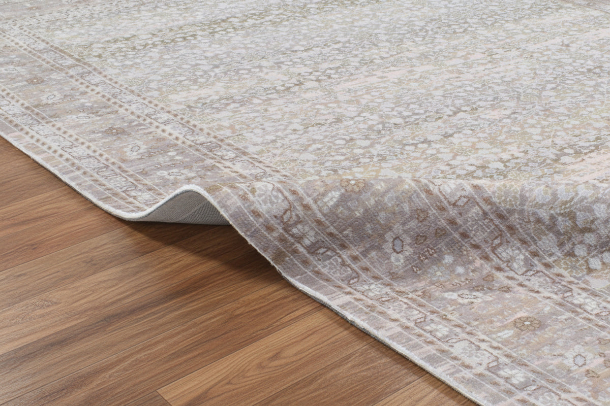 Tamsin Handmade Vintage Persian Beige Area Rug – Modern Neutral Floral Border Rug 9170540986517