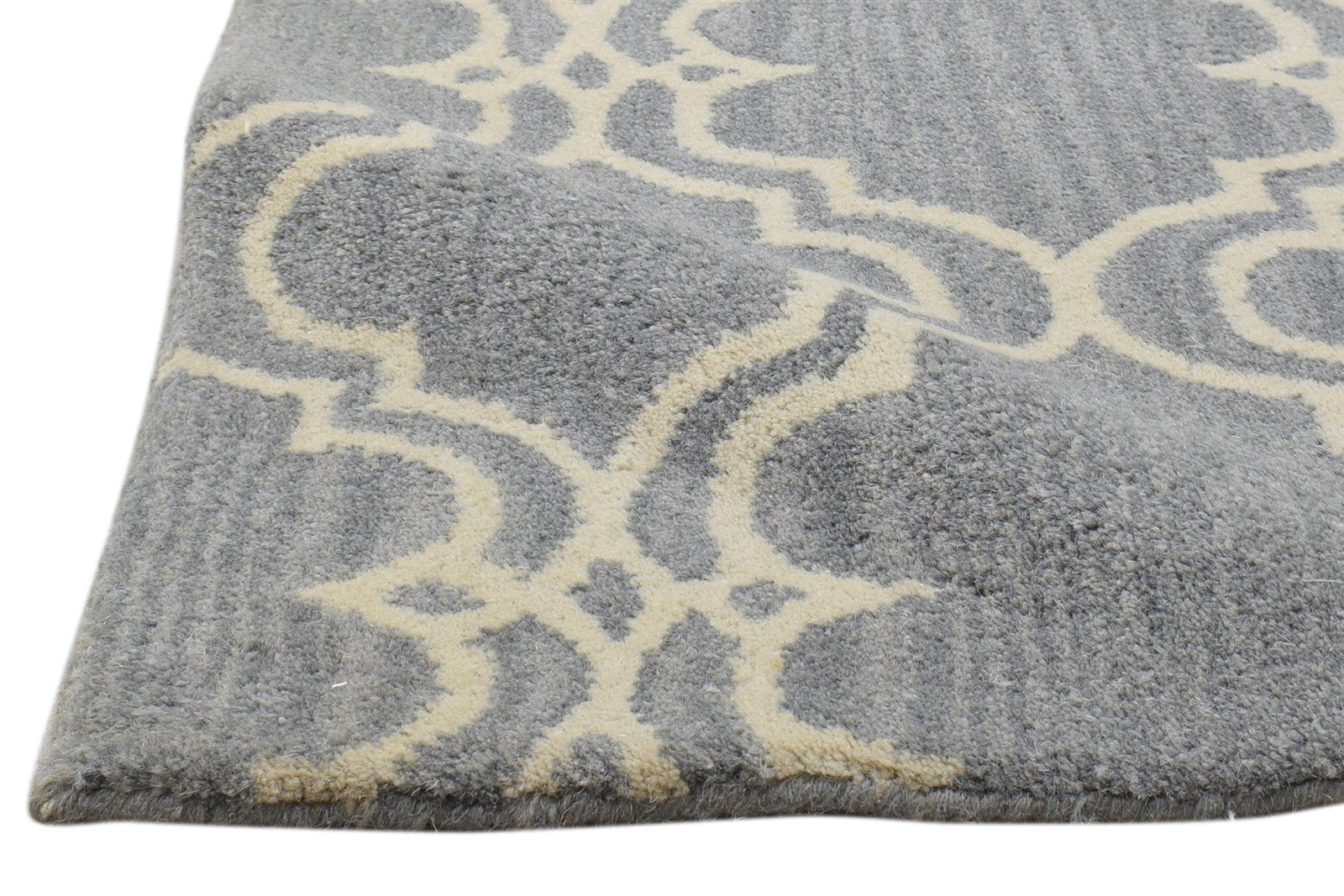 Tania Wool Grey Rug 2' X 2' Modern Hand Tufted Moroccan Trellis 2'2"X2'2"   7860696776853