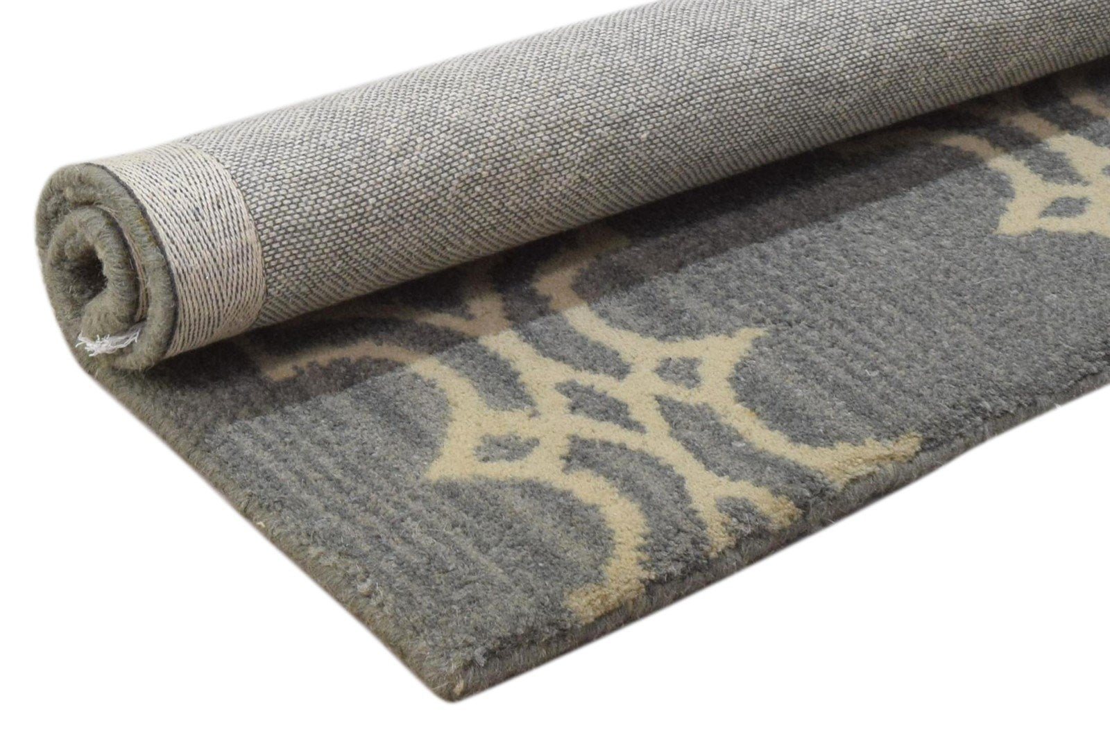 Tania Wool Grey Rug 2' X 2' Modern Hand Tufted Moroccan Trellis 2'2"X2'2"   7860696776853