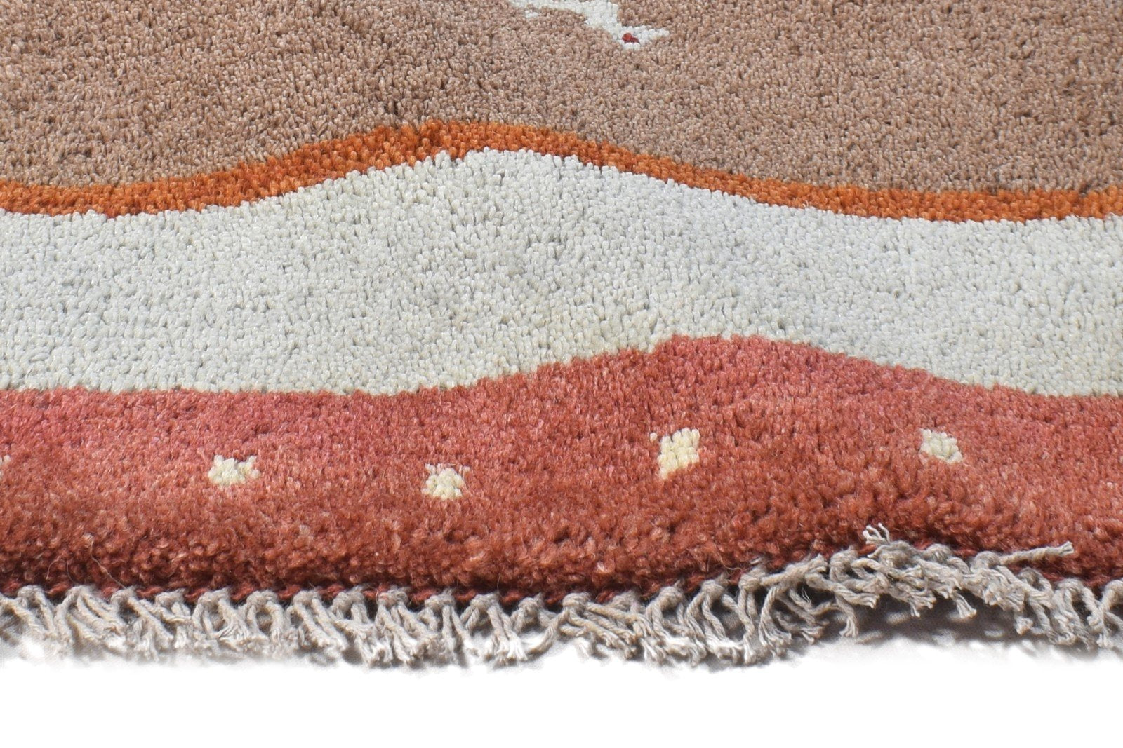 Taupe Wool Rug 1' X 2' Southwestern Hand Knotted American Tribal Small Carpet 7865060491413
