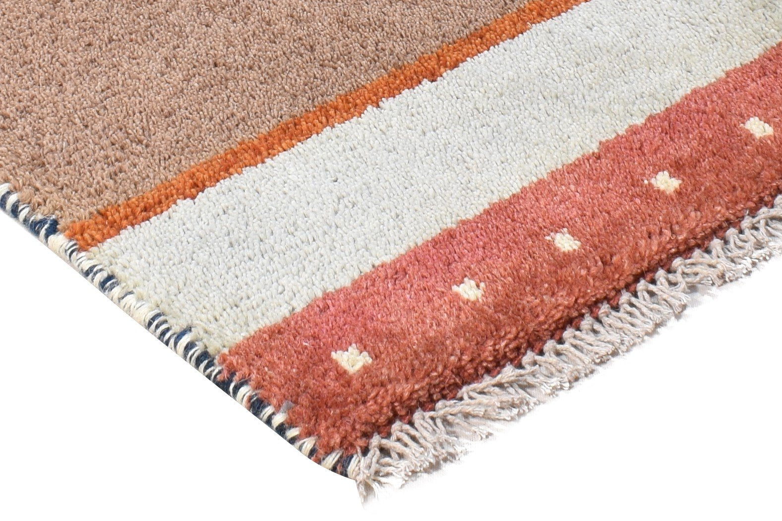 Taupe Wool Rug 1' X 2' Southwestern Hand Knotted American Tribal Small Carpet 7865060491413