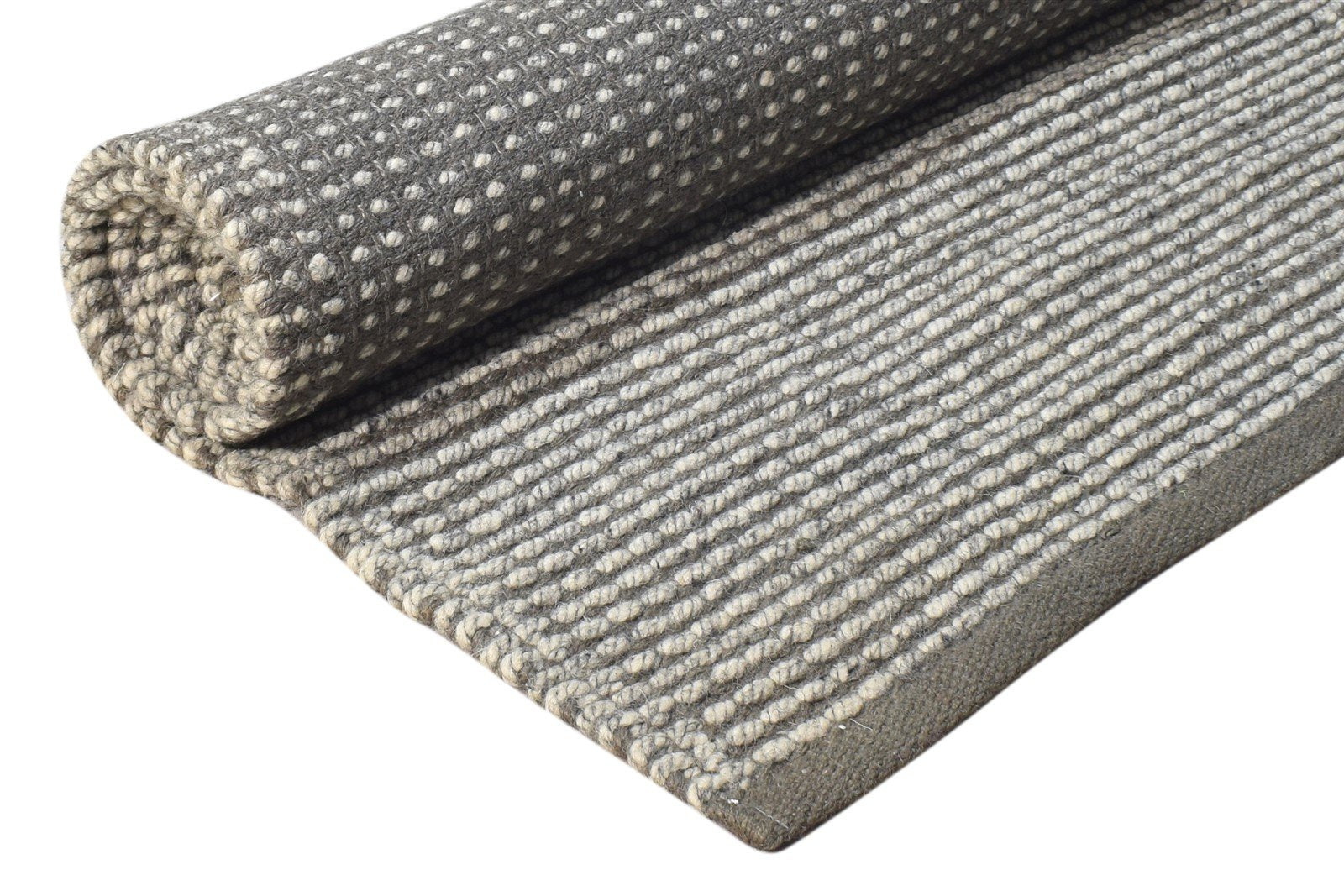 Taupe Wool Rug 3' X 7' Modern Dhurrie Scandinavian Solid Small Runner 7865196904597