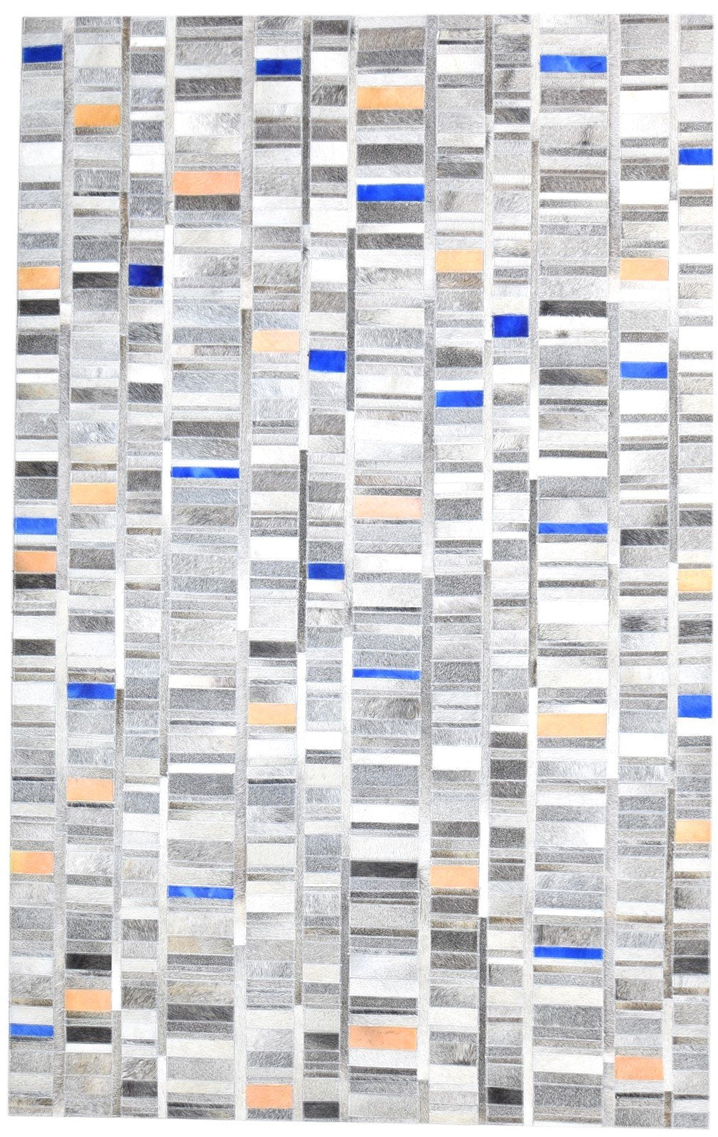 Terrie Handmade Gray Leather Checkboard Checkered Rug | Modern Geometric Patchwork Cowhide Rug