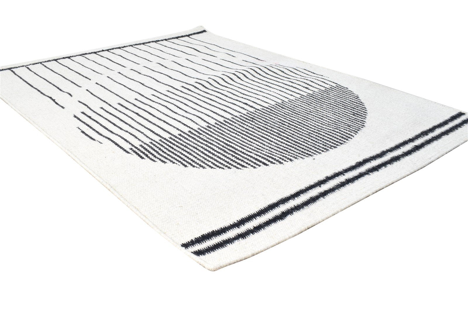 Theda Ivory Wool Rug 4' X 5' Modern Dhurrie Scandinavian Abstract 7865139822741