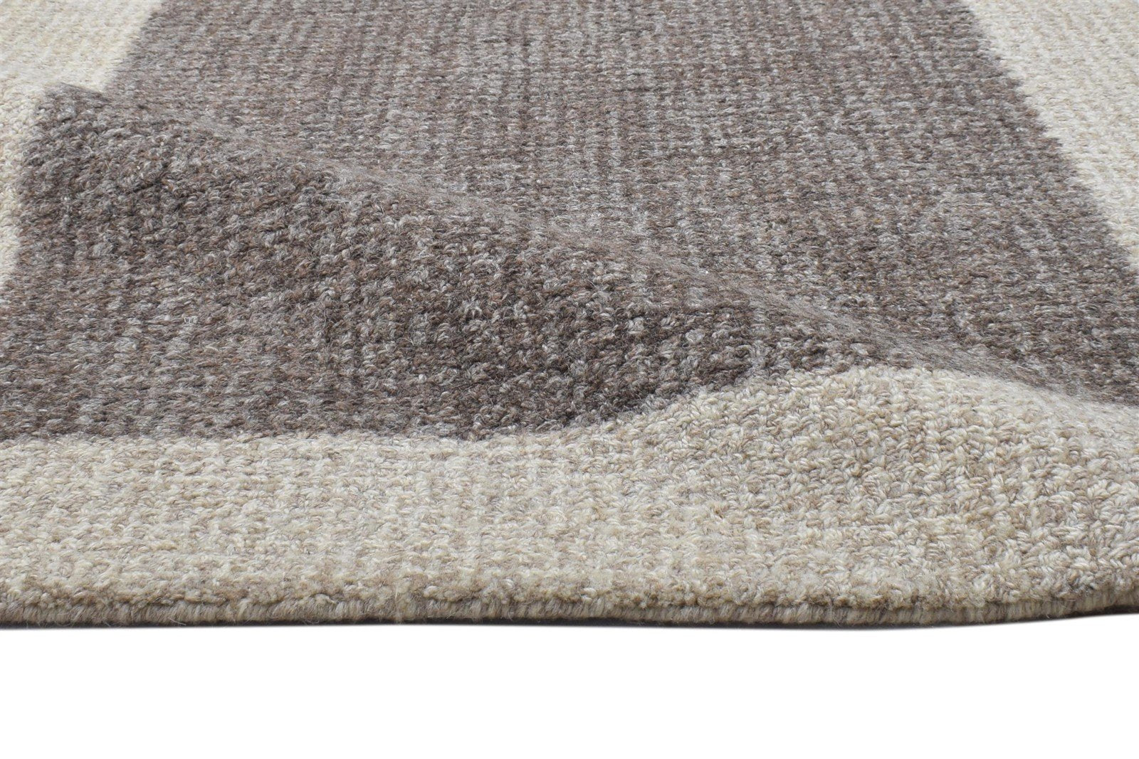 Tufted Brown Rug 3X5 Modern Hand Tufted Scandinavian Bordered Room Size Carpet 7864491147413