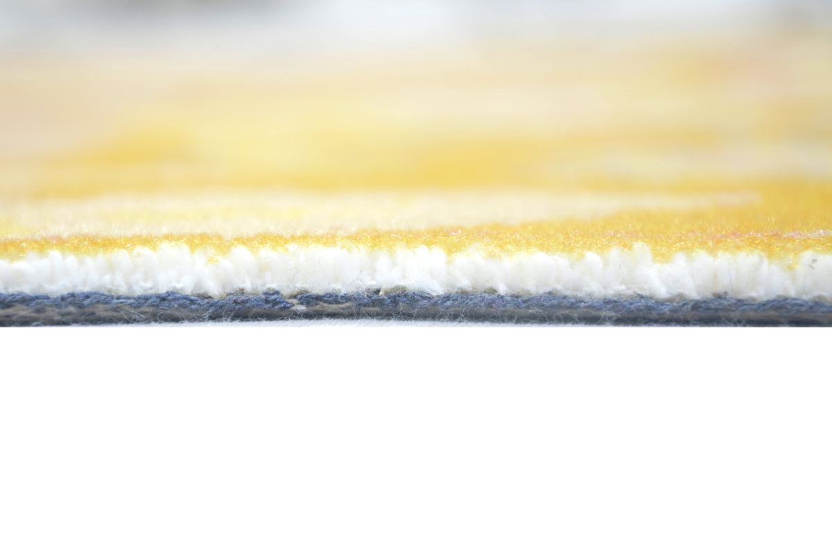 Valentina Handmade Honey Yellow Medallion Area Rug – Transitional Artisanal Oushak Style 9175414407317