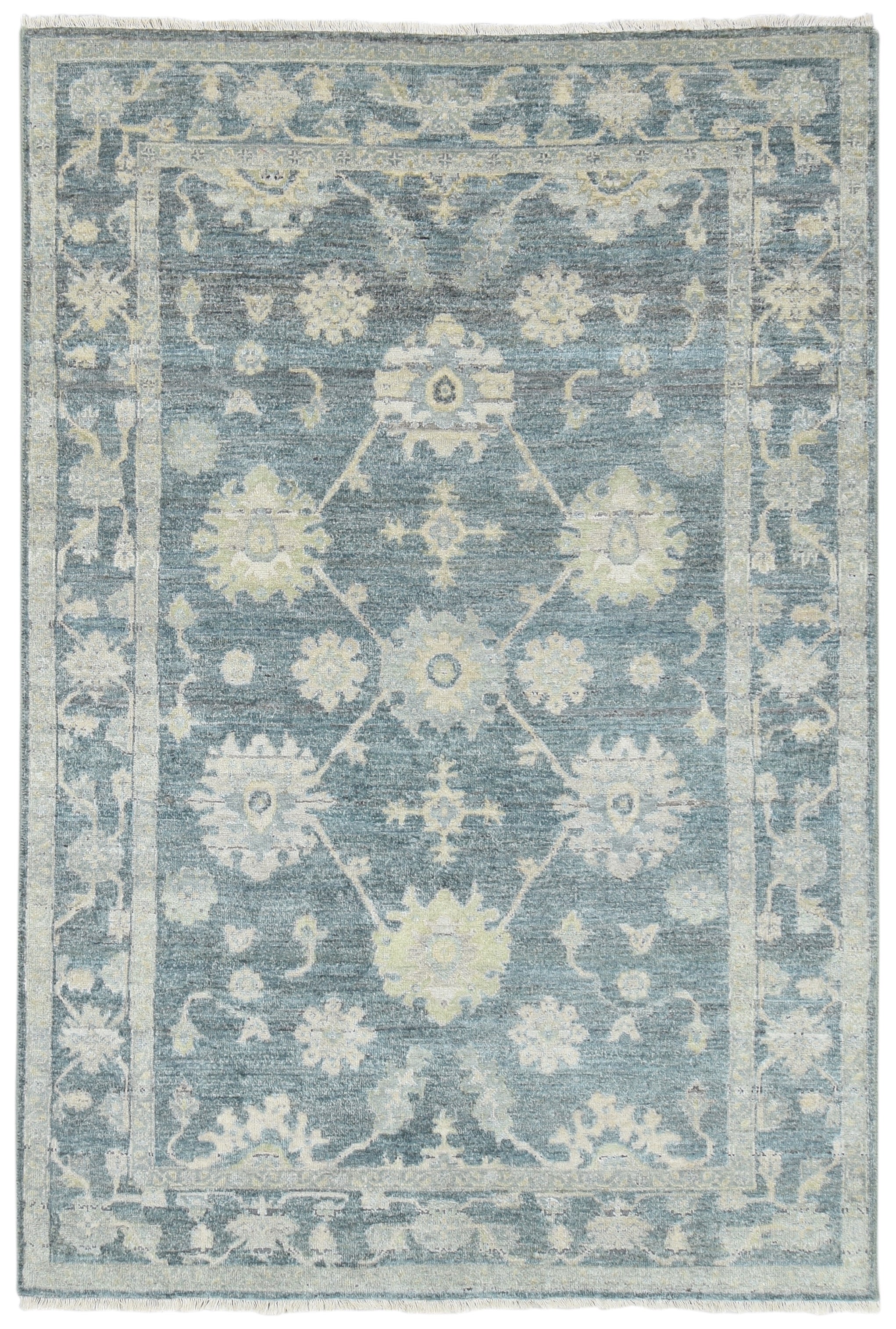 Velaris Luxurious Hand-Knotted Blue Vintage Persian-Style Rug – Oushak Area Rug 9194709123221