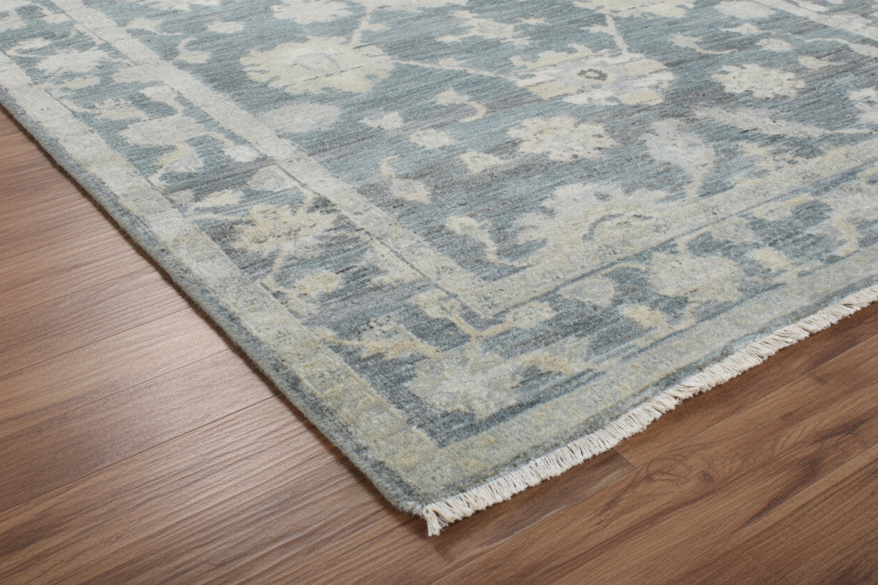 Velaris Luxurious Hand-Knotted Blue Vintage Persian-Style Rug – Oushak Area Rug 9194709123221
