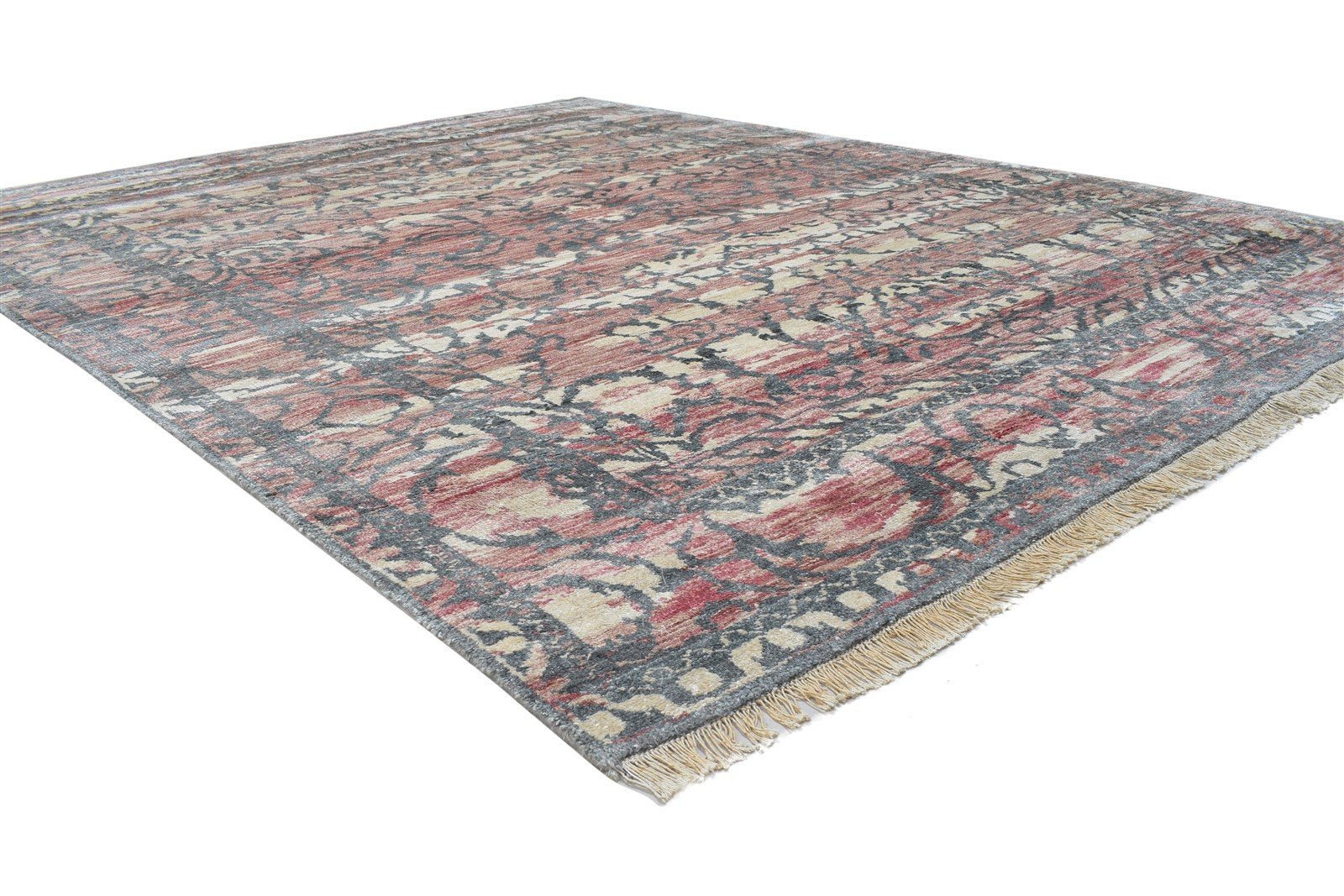 Veronica Hand Knotted Pink Silk Rug 8' X 10' Persian Moroccan Oriental   7864102748309