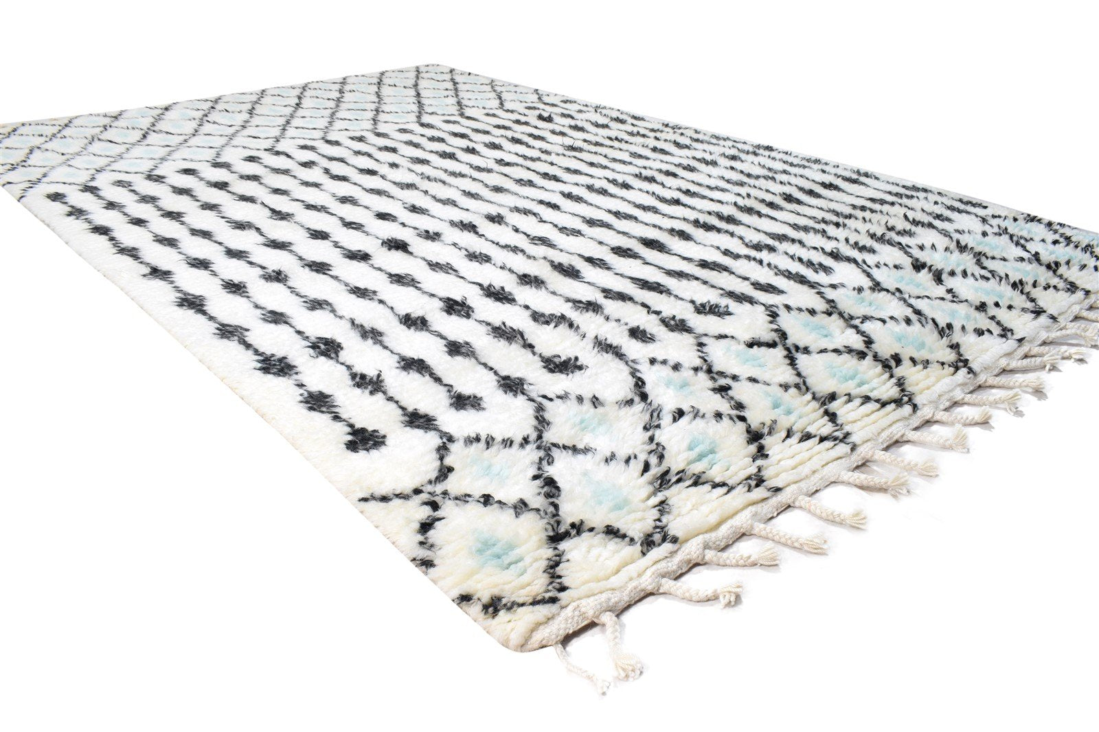 White Wool Rug 5' X 8' Modern Hand Knotted Moroccan Trellis Room Size Carpet 7865114263701