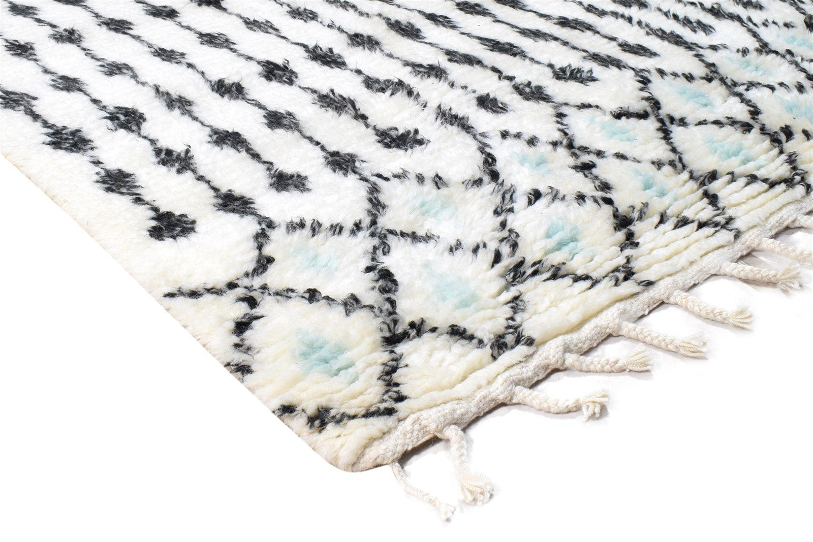 White Wool Rug 5' X 8' Modern Hand Knotted Moroccan Trellis Room Size Carpet 7865114263701