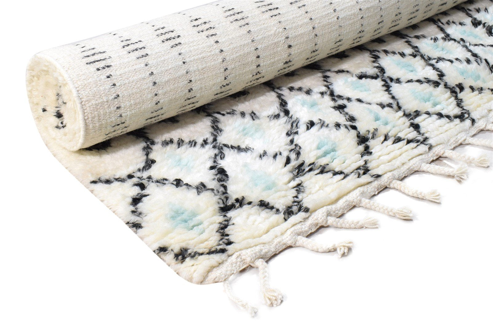 White Wool Rug 5' X 8' Modern Hand Knotted Moroccan Trellis Room Size Carpet 7865114263701