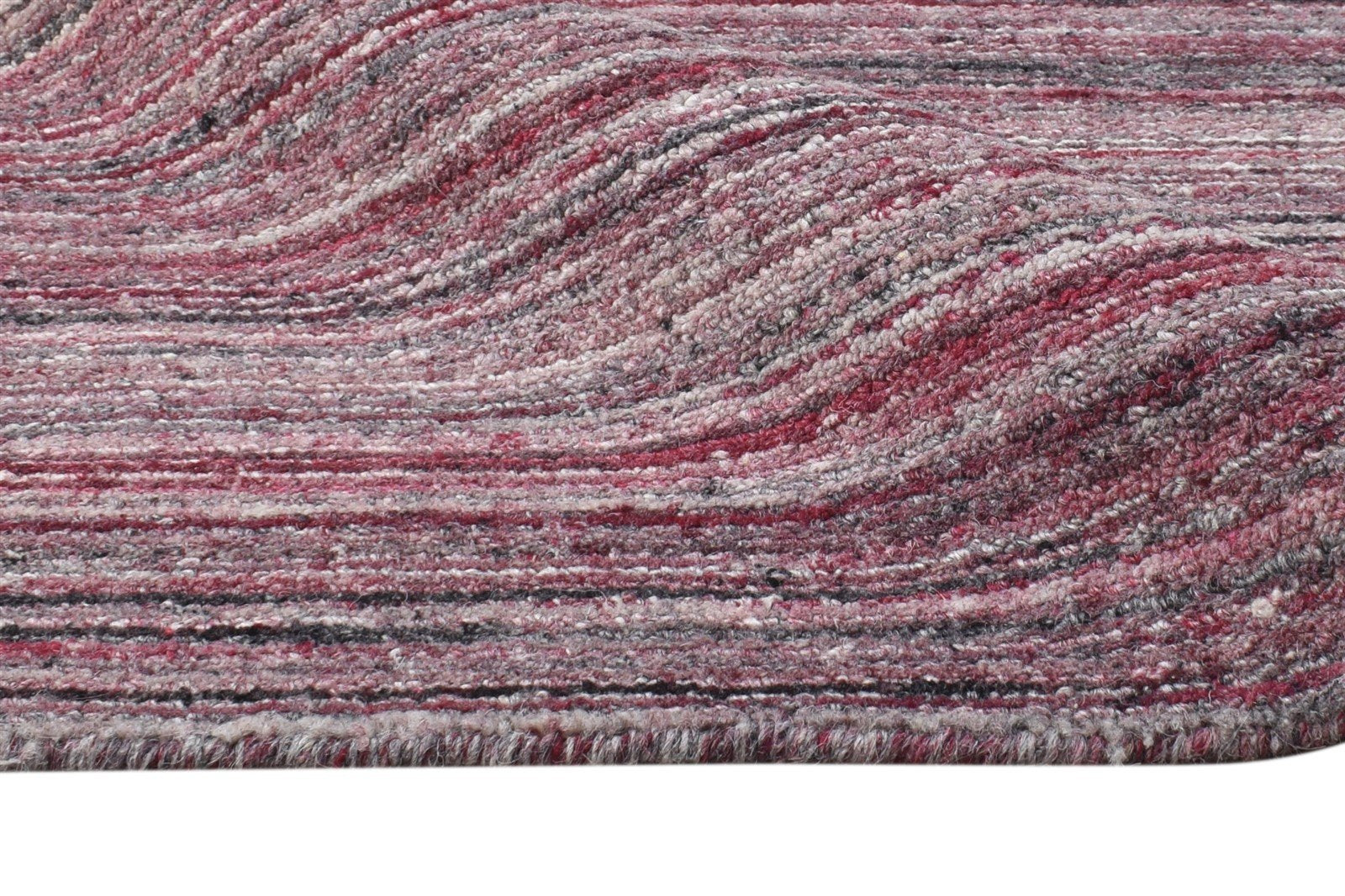 Wine Wool Rug 2' X 3' Modern Handloom Scandinavian Solid Small Carpet 7865133138069