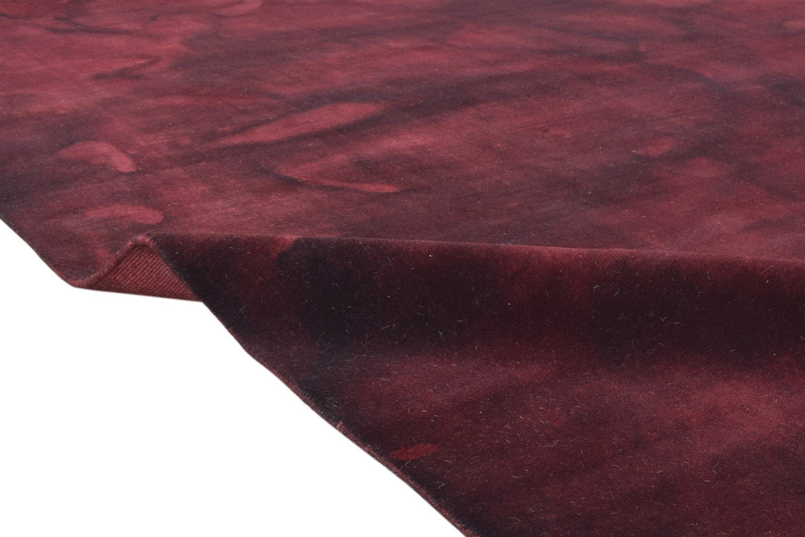 Wine Wool Rug 7' X 9' Modern Handloom Shibori Tie Dye Large Carpet 7865132646549