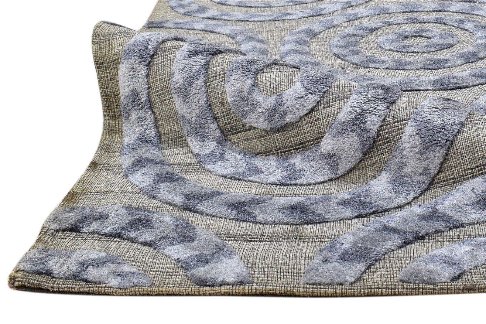 Wool Art Silk Blend Grey Rug 5x8 Modern Power Loomed Indian Floral 5'0"X8'0" Carpet 7860700545173